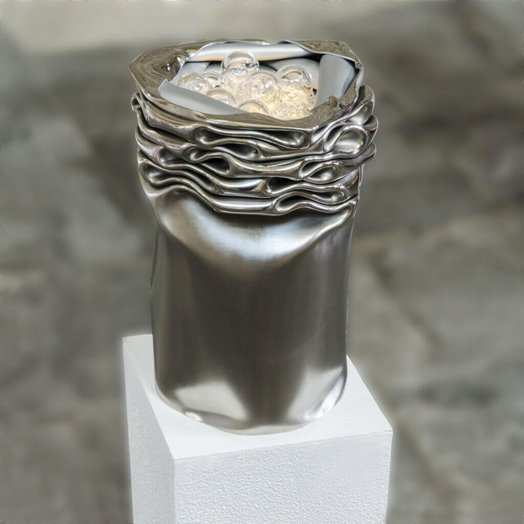 Photo sculpture Ebullition. Inox, verre - 35 x 25 cm