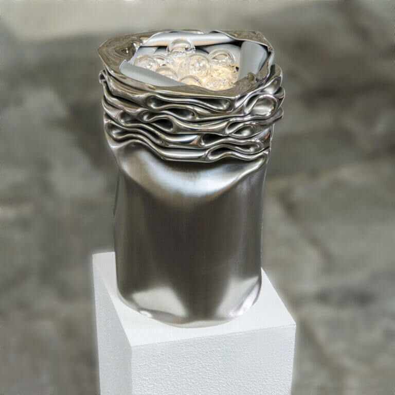 Photo sculpture Ebullition. Inox, verre - 35 x 25 cm