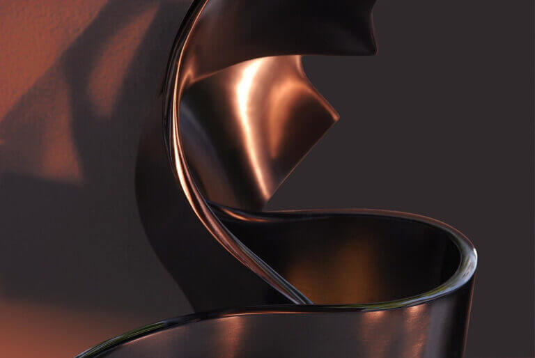 Photographie de la sculpture Entrelacés. Tirage sur dibond, 90 x 61 cm