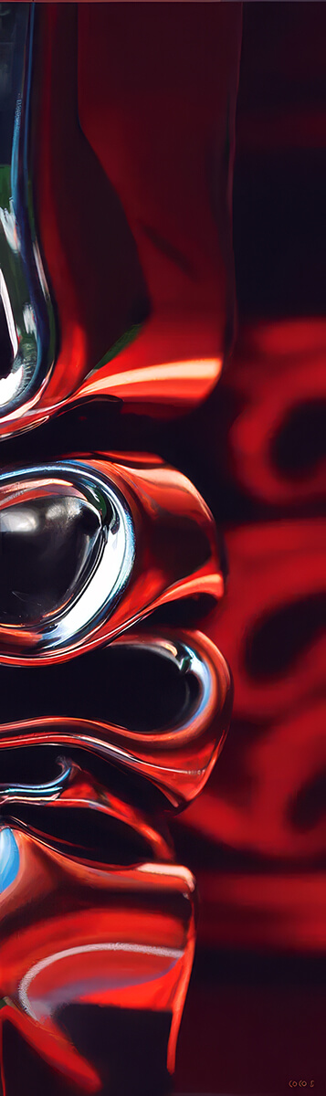 Photographie de la sculpture Flexibilité. Tirage en subligraphie, 125 x 37 cm