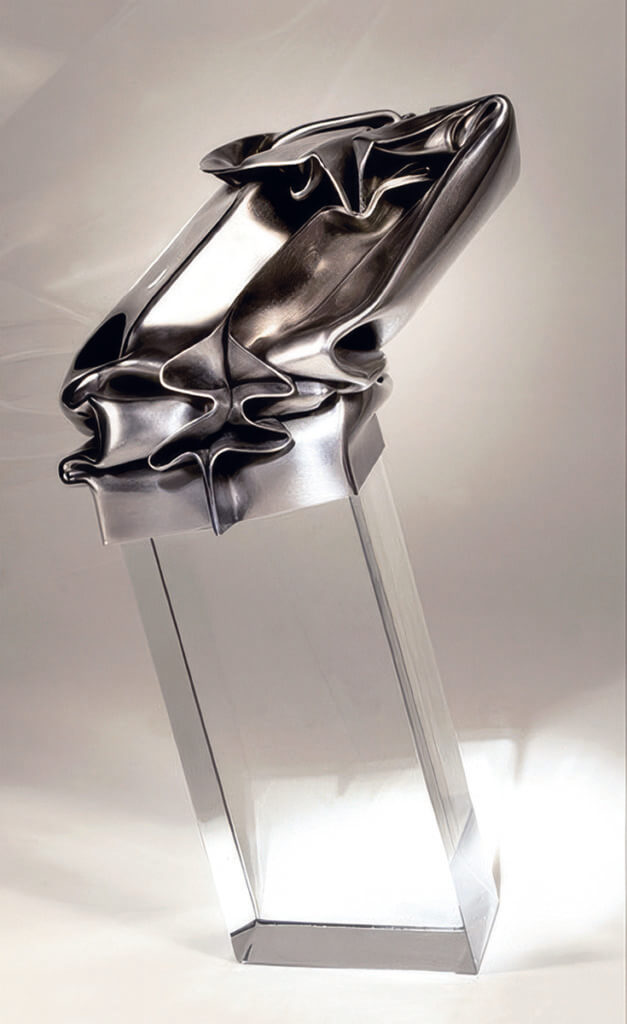 Photo sculpture Méditation. Acier, cristal – 33 x 18 cm