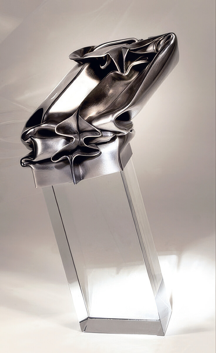 Photo sculpture Méditation. Acier, cristal – 33 x 18 cm