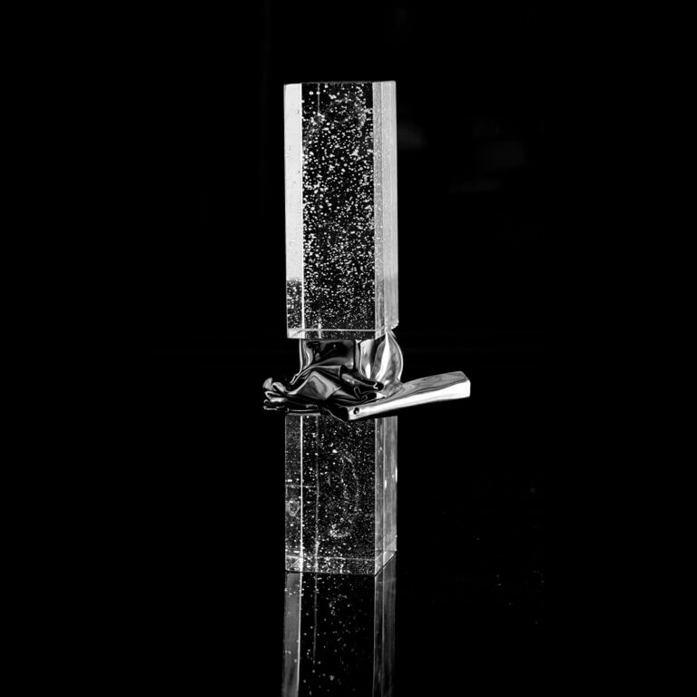 Photo sculpture Souffle céleste 3. Acier, cristal - 43,5 x 18 x 18 cm
