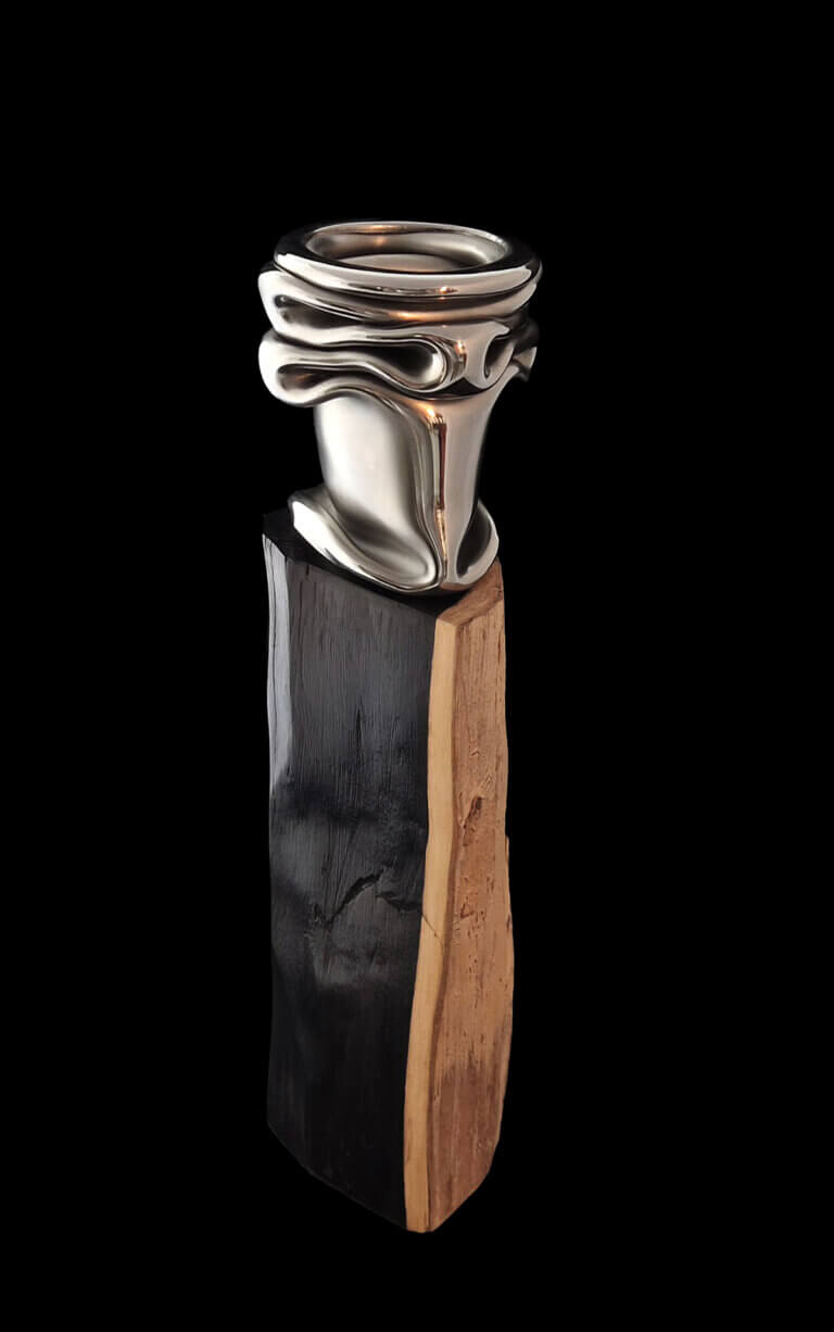 Photo sculpture Elévation. Acier, huile sur bois - 23 x 10 x 7 cm