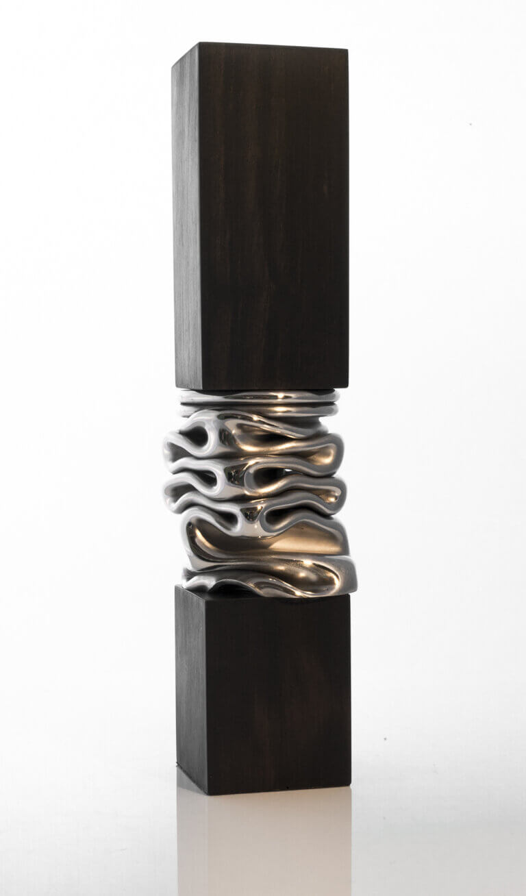 Photo sculpture Clarté naissante 3. Inox, ébène - 25,5 x 7 x 7 cm