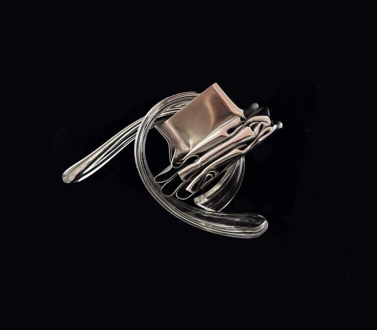 Photo sculpture Entrelacs. Acier, verre – 22 x 16 x 15 cm